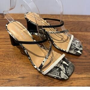 Marc Fisher Aliana Leather Strappy Sandals Snake Print Size 8.5 NWT Chic Heels